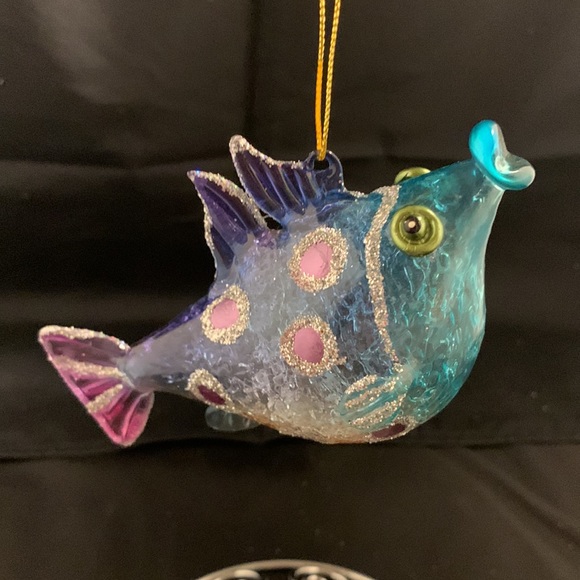 🎄Set Of 5 Hand Blown Glass Fish Christmas Ornaments - Picture 8 of 16
